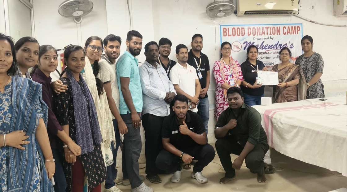 ଭୁବନେଶ୍ୱର –ମହେନ୍ଦ୍ରା ଶିକ୍ଷାନୁଷ୍ଠାନ ରୁ ୧୧୦ ୟୁନିଟ୍ ରକ୍ତ ସଂଗୃହୀତ !!!